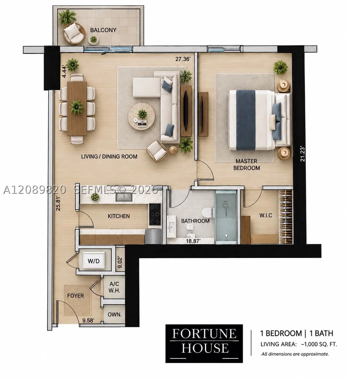 1-bedroom Condo — 185 14th Ter #1713, Miami, FL 33131